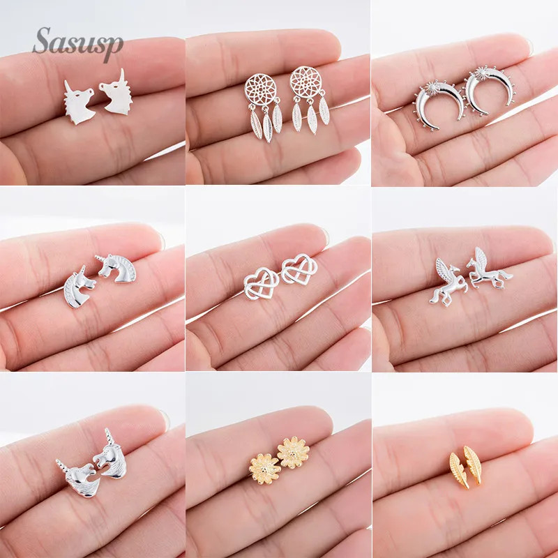 

Sasusp Fashion Leaf Flower Earrings Trendy Moon Horse Animal Statement Earrings For Women Girls Birthday Gift 2019