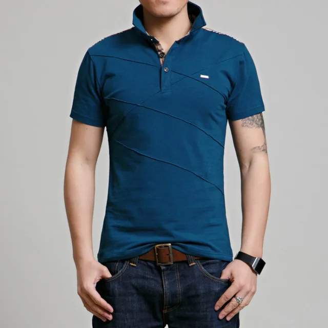 Дизайнерский бренд новые летние рубашки поло с коротким рукавом мужские однотонные размера плюс M-3XL 4XL 5XL 6XL - Цвет: FM3213 ASIAN SIZE 4