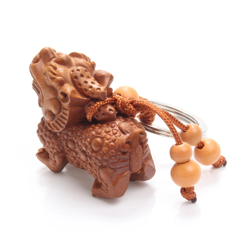 Традиционные деревянные изделия Скульптура Kylin брелок буддийские геомантические принадлежности автомобильный брелок подвеска брелок