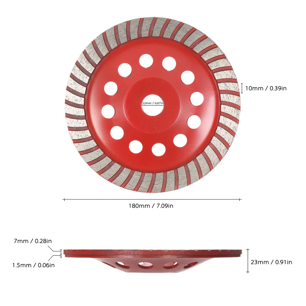 180 мм 7 "шлифовальный диск алмазный сегмент шлифовальные круги шлифовальные станки чашки абразивные инструменты 22 отверстие для бетонный