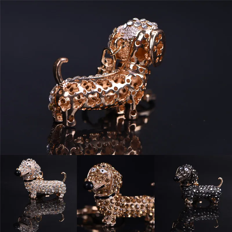 Bling Crystal Dog брелок для ключей в виде таксы кошелек подвеска автомобильный