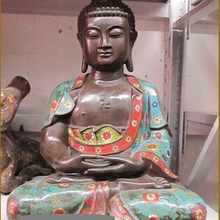 Bi001932 1" Китай Тибет Pure Bronze Перегородчатой Амитабха качествами Бог Статуя Будды