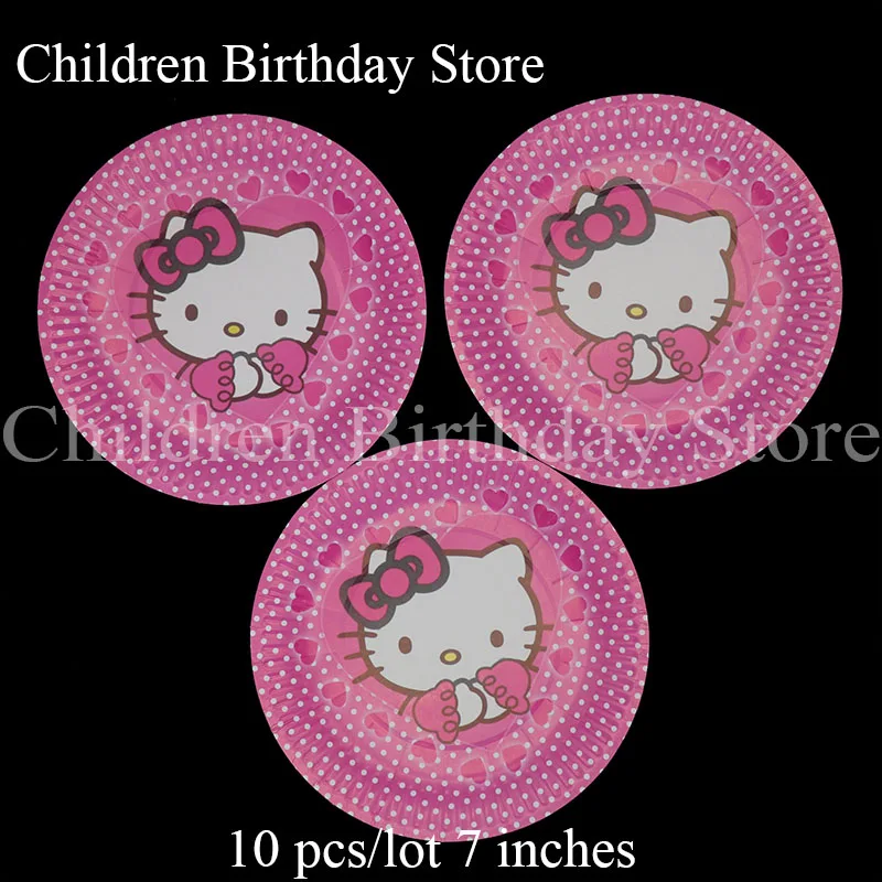 

10pcs/lot Hello Kitty theme disposable plates Hello Kitty theme birthday party decorations Hello Kitty paper plates