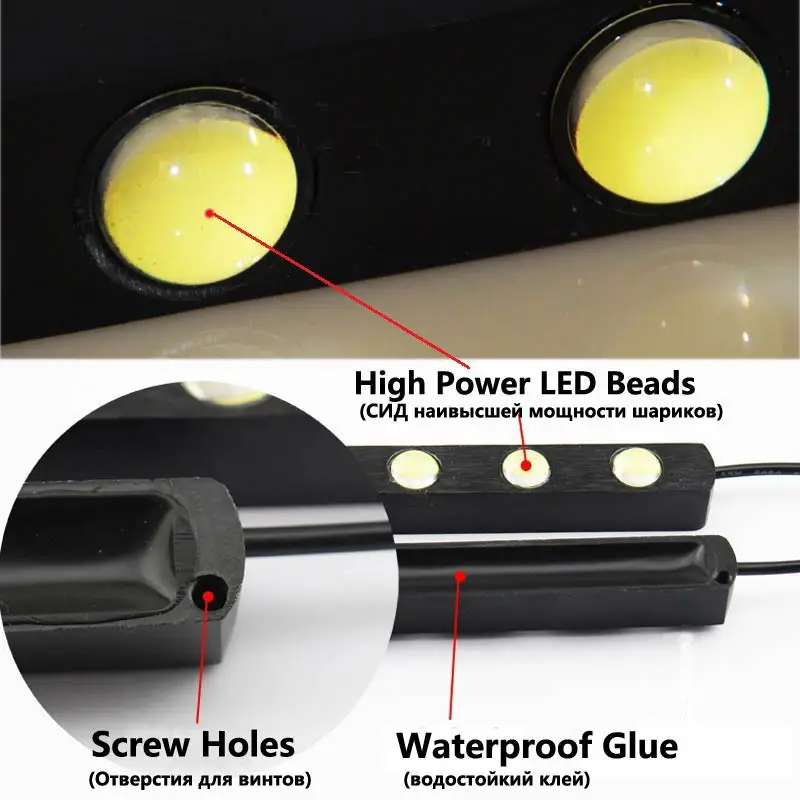  4   2PSC 3 4 5 6 LEDs High Power Eagle Eye Day Light Car DRL Waterproof Daytime Running Lights With Lens 12V LED Head Lamp for Cars  33