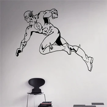 

Flash Superhero Wall Decal Vinyl Decal Comics Cartoons home decoration Waterproof removable wall stickers # T265