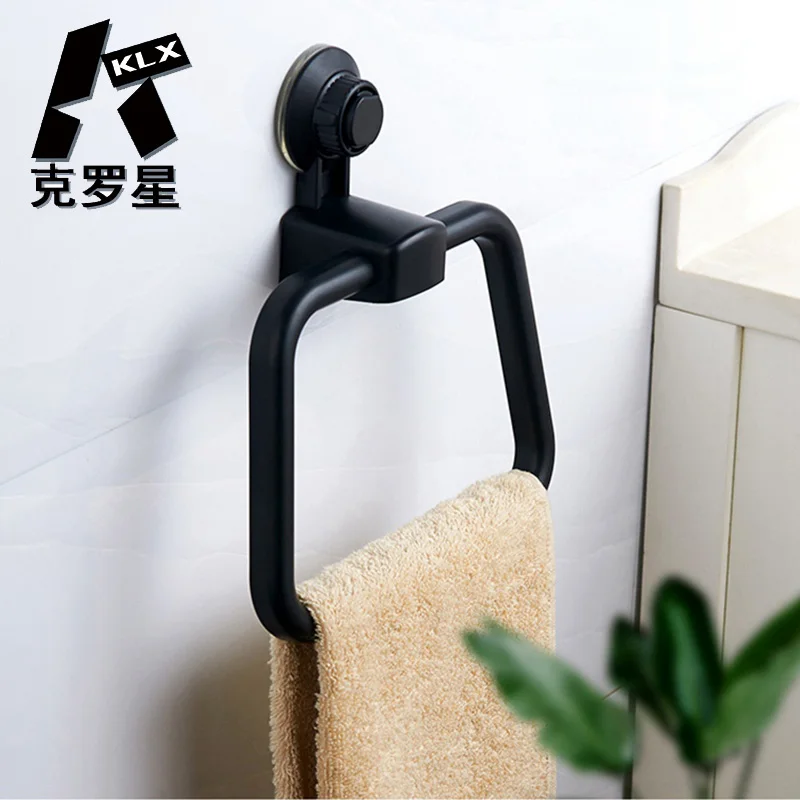 Klx Vacuum Strong Suction Cup Towel Ring Kitchen Punch Free No Trace