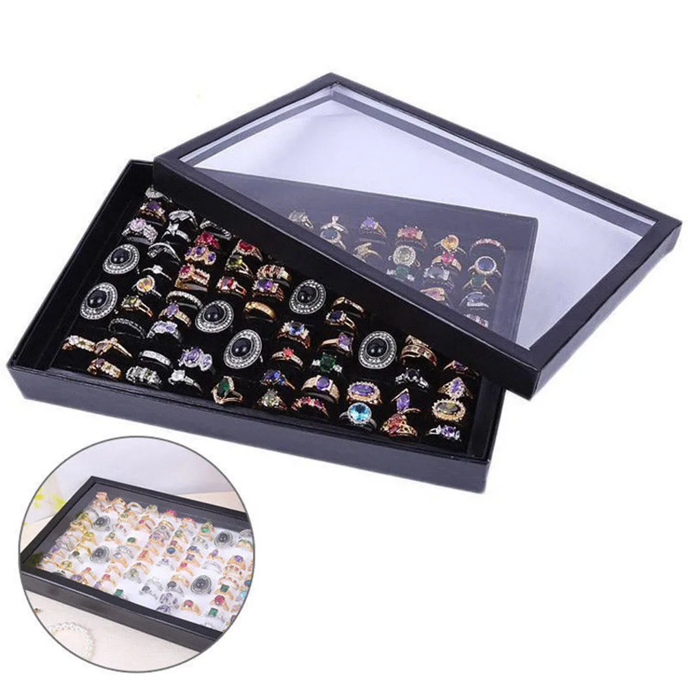 100 Ring Jewellery Display Storage Box Tray Show Case Organiser Holder