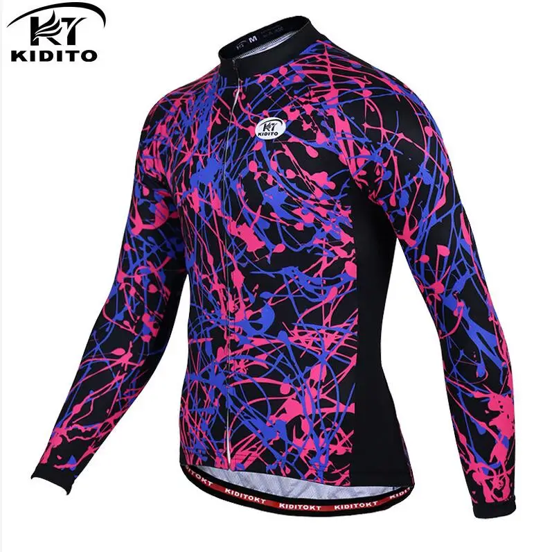KIDITOKT, Зимняя Теплая Флисовая велосипедная майка, мужская,, с длинным рукавом, Мужская одежда для горного велосипеда, дышащая одежда для велоспорта - Цвет: color 10