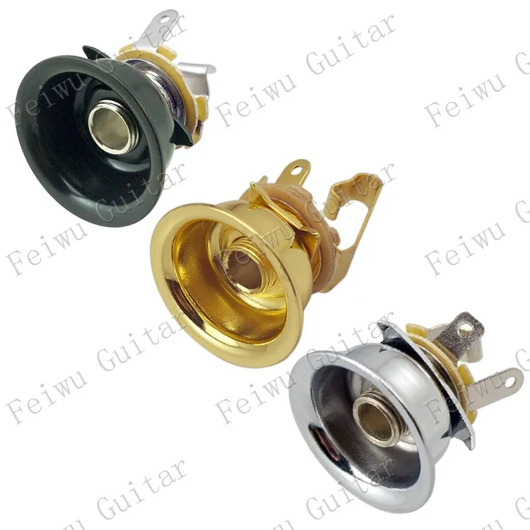 

1 Pcs Output Jack Round Cup Plate Socket for Electric Guitar - Chrome & Black & Gold for choose