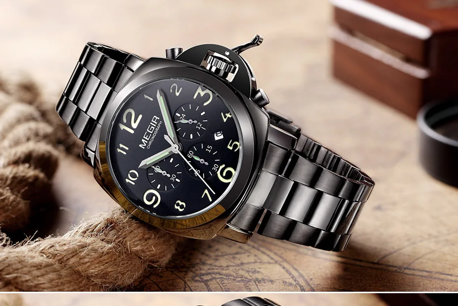 MEGIR Original Men Watch Top Brand Luxury Quartz Watches Stainless Steel Strap Waterproof Wristwatches Clock Relogio Masculino best quartz watches