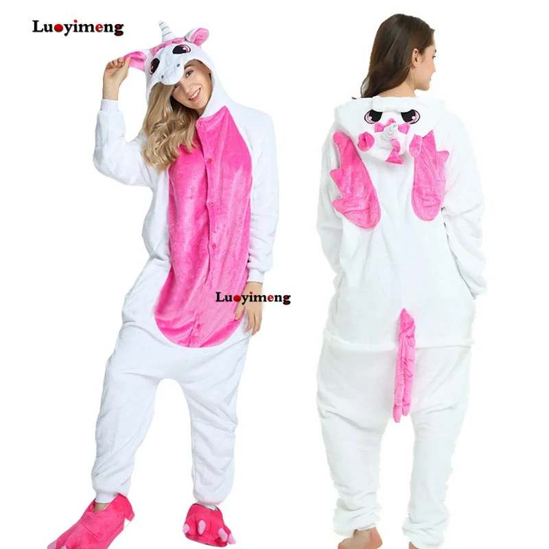 Кигуруми Stich Onesie Ночное белье для женщин и мужчин парные пижамы кигуруми Единорог