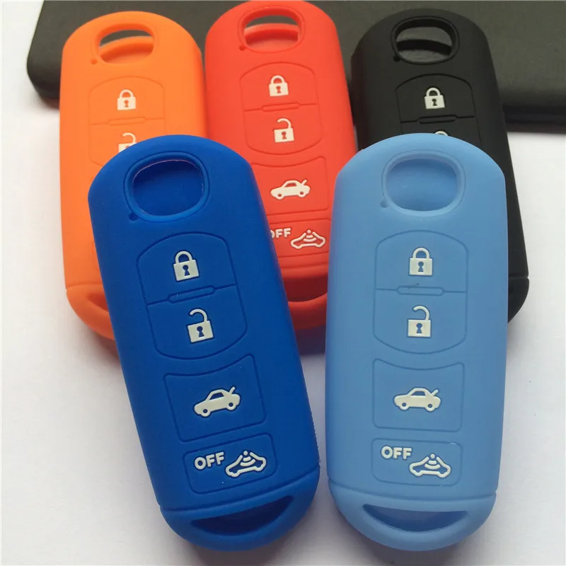 5 Colors Silicone Rubber Car Key Cover Case Bag Holder Shell for Mazda