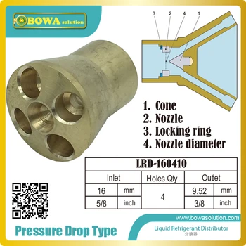 

Pressure drop type refrigerant distributor suitable for air conditioner or air source heat pump system, different sizes avaible