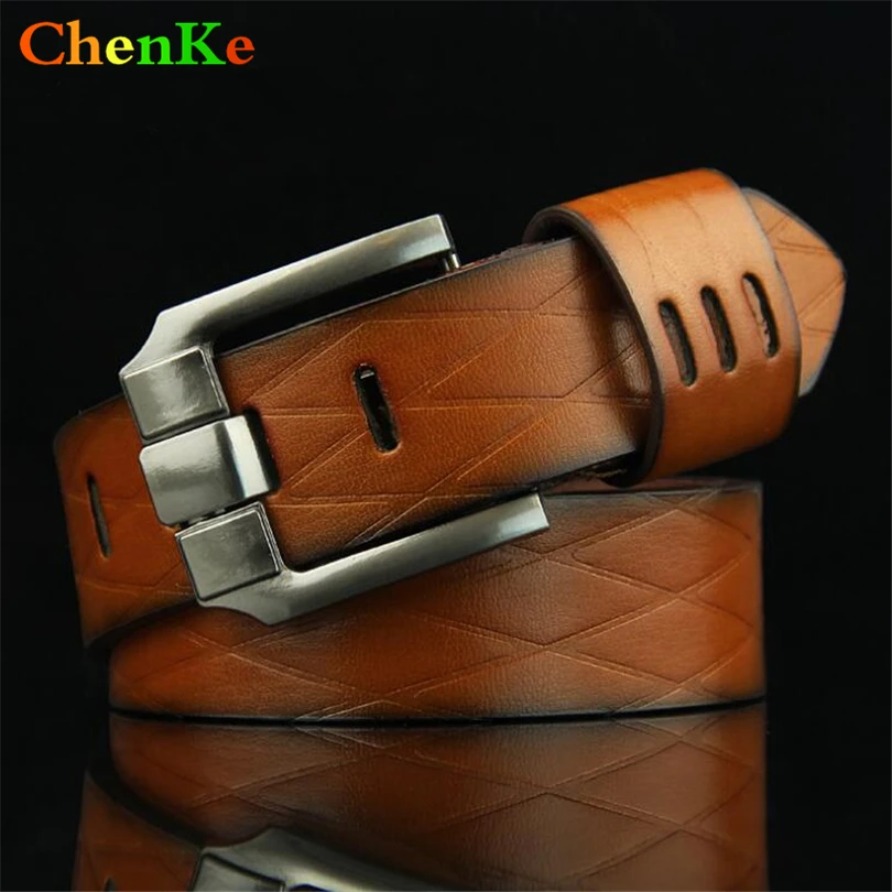 

ChenKe PU Leather Men Belts For Men Silvery Metal Pin Buckle Strap Motorcycle Male Vintage Wild Style Business Men Belt Ceinture
