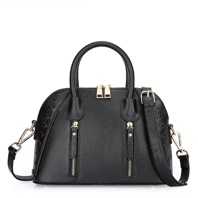 2017 New Double zipper Design Women's Handbag Shoulder Bag Genuine