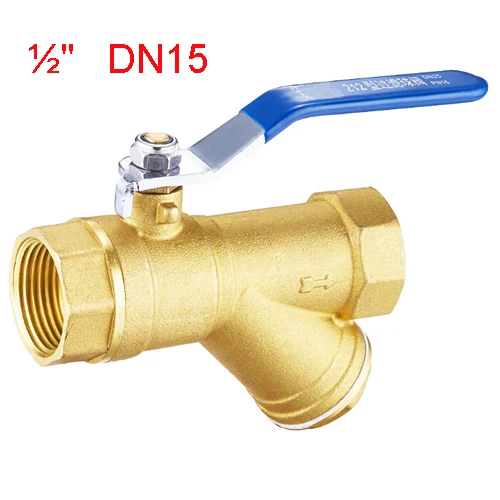 X23047 хорошее качество DN15 до DN40 латунный материал труба y-образный фильтр шаровой клапан - Цвет: Светло-серый