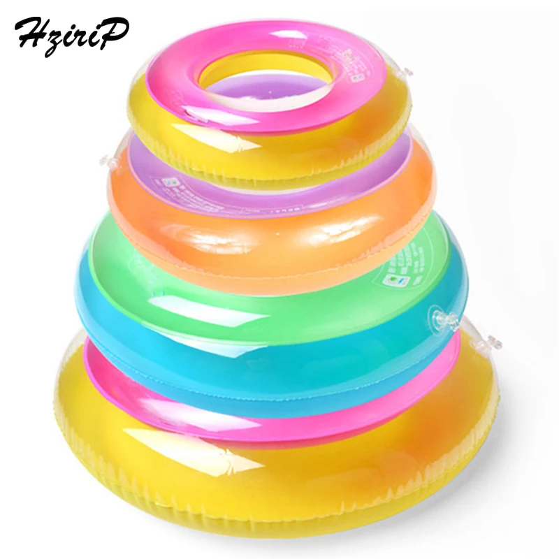 

HziriP 1PCS Candy Color Children Swimming Ring PVC Safe Inflatable Pool Toys Thick Life Buoy Kids Summer Fun Swim Party Toys