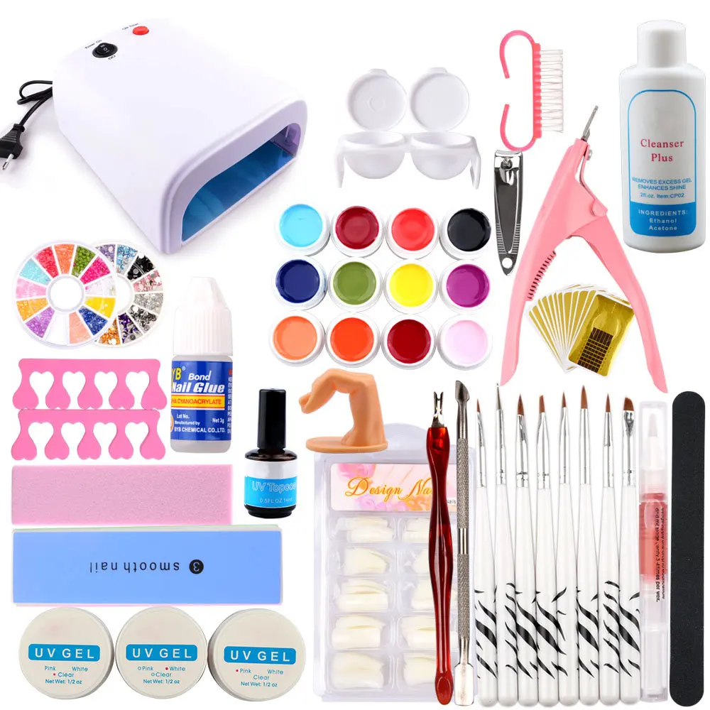 Günstig Maniküre Set UV Gel Polish Set 36 W UV Trockner Lampe Für Nail art Sets UV Pinsel Nagel Verlängerung Kit UV Gel Kit Maniküre Nagel Set