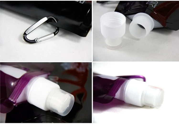 6 Colors Portable Folding Water Bottle Bag 480ML Environmental Protection Collapsible Water Bag Sports Water Bottle for Hiking (2)
