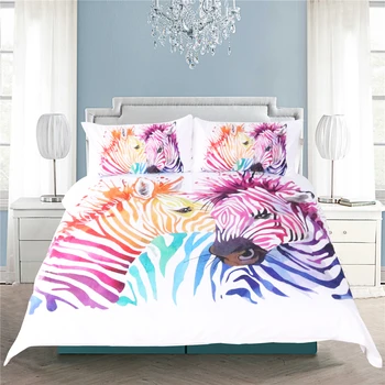 

Rainbow Zebra Bed Linen for Children Luxury 3d Printed Plaid Linens Duvet Cover Full Bed Sheet Comforter Duvet Set Pillowcase F