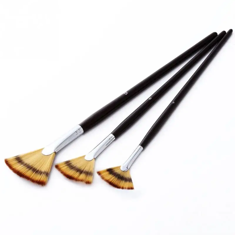 3pcs Artist Fan Brushes Wooden Handle Pens Set For Oil Acrylic Water