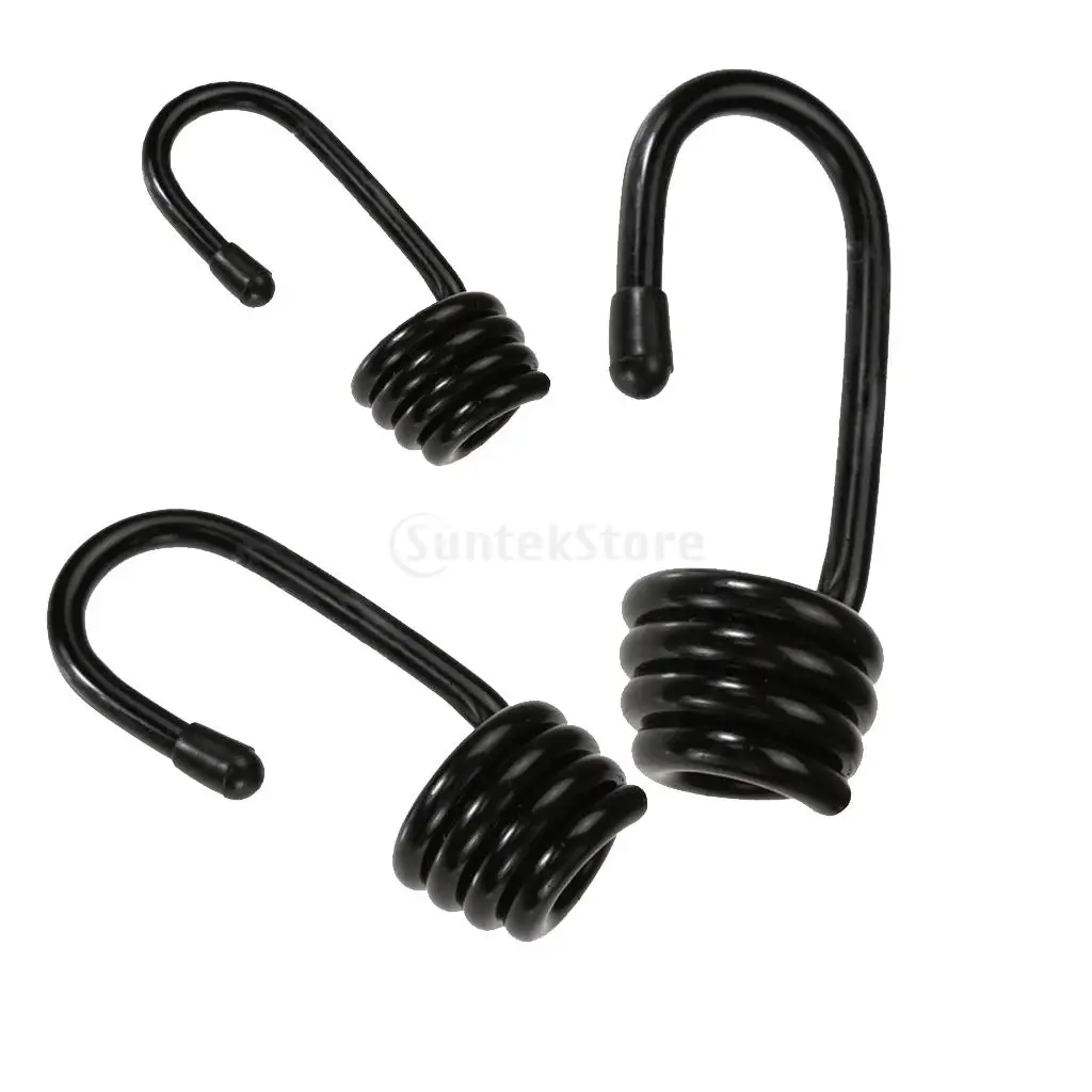 Pack 12 Heavy Duty Plastic Coated Metal Spiral Wire Hooks for 8mm Shock Cord 