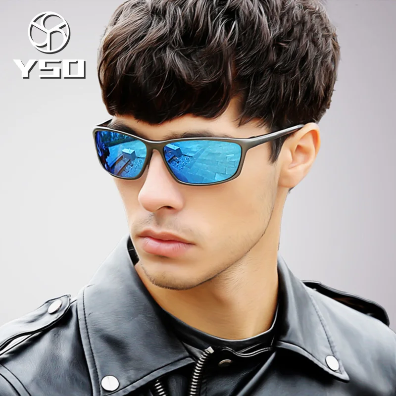 

YSO Sunglasses Men Polarized UV400 Aluminium Magnesium Frame Coated Lens Sun Glasses Driving Rectangle Sunglasses For Men 2179