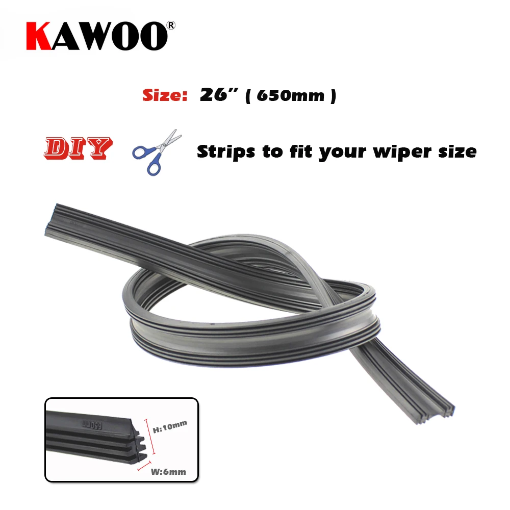 

KAWOO Free Shipping 100pcs/lot Auto Car Vehicle Insert Rubber Strip Wiper Blade (Refill) 6mm Soft 26" 650mm Car Accessories