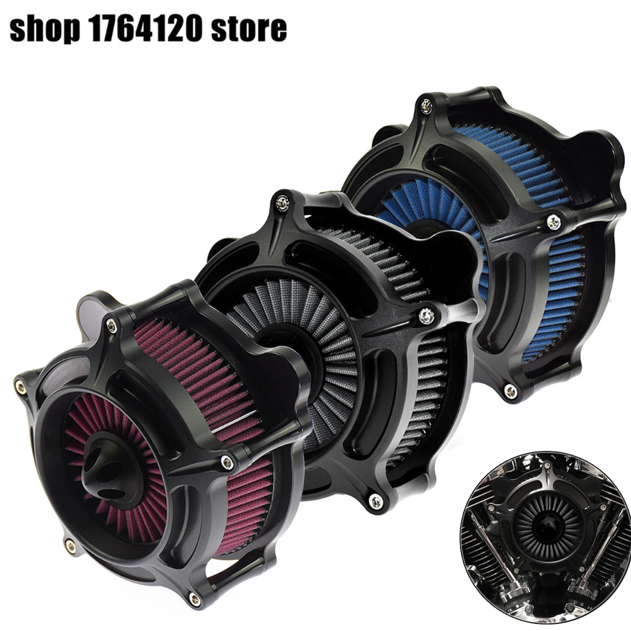 Motorcycle Air Cleaner Turbine Intake Filter For Harley Touring Street