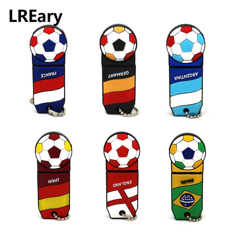 

Cartoon football 32GB 16GB 8GB soccer team badge usb flash drive pen drive drive 4GB usb 2.0 memory stick