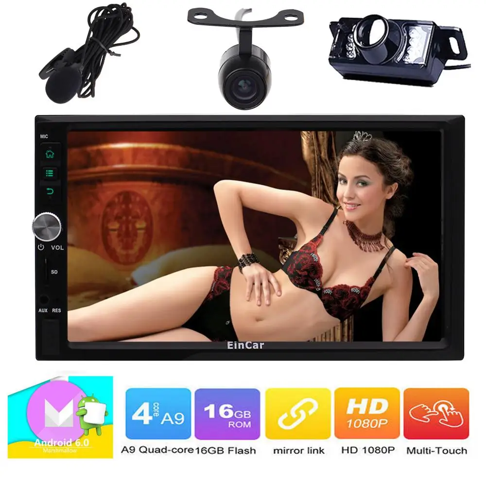 Clearance Android 6.0 Car Stereo 2 Din GPS Navigation NO-DVD CD Player Bluetooth Stereo WiFi Radio SD usb automotive Dual CAM-INMicrophone 2
