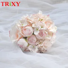 TRiXY B13 ручной работы Роза Букеты Свадебные искусственный Главная Вечерние используется Цветы Свадебный букет Розовый гортензии букет невесты