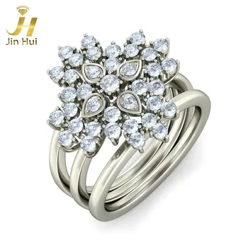 

Jinhui Unisex The Delilah Ring Solid 18K White 750 Gold 0.962CT Natural Diamond Jewelry Free Engraving