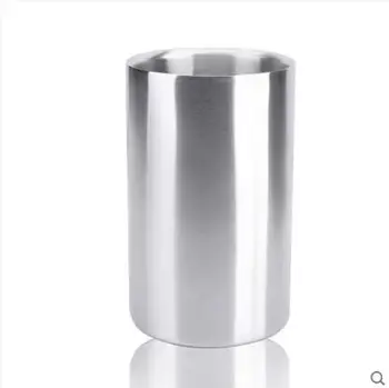 

Kitchen bar Barware Buckets Straight sanding double stainless steel champagne ice bucket free shipping