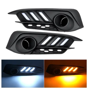 

2 Pieces White Amber Daytime Running Light 2 Colors DRL Turning Lamp Fog Light For 2016-2017 10TH Gen Honda Civic Car-styling