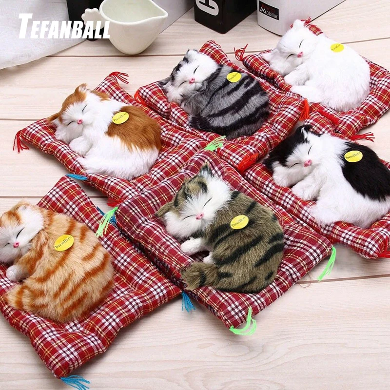 

Car Ornaments Cute Simulation Sleeping Cats Decoration Automobiles Lovely Plush Kittens Doll Toy Children Gifts Accessories