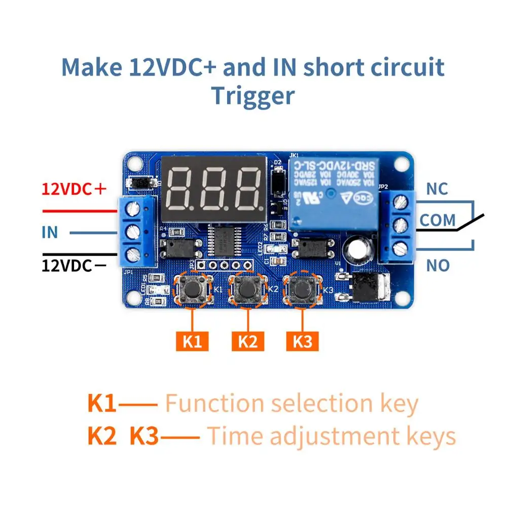 

DC 12V LED Digital display Home Automation Delay Relay Trigger Time Circuit Timer Control Cycle Adjustable Switch Relay Module