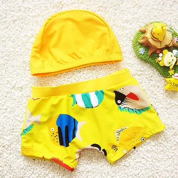

High Quality Printing 12-24 Months Boy Baby Flat Angle Swimming Trunk Breathable Delicacy Swimming Cap Two-pieces Swimwear Suits