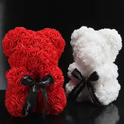 Фестиваль подарочные сувениры 23 см розовый медведь домашний декоративный Романтический искусственная Роза декор подарки для валентинки