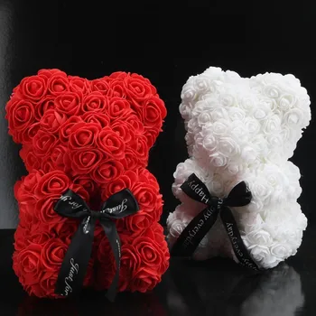 

Festival Souvenir Gifts 23 Cm Rose Bear Home Decorative Romantic Artificial Rose Wedding Decor Valentine Gifts