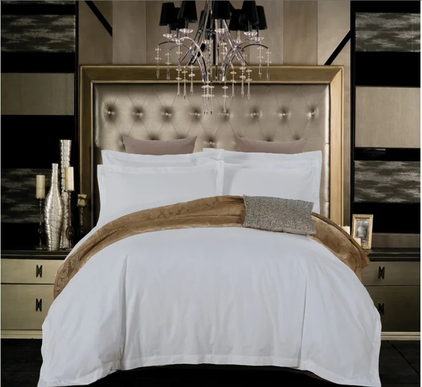 Buy Hotel style white 300TC Cotton 4PCS duvet cover flat sheet pillowcase set