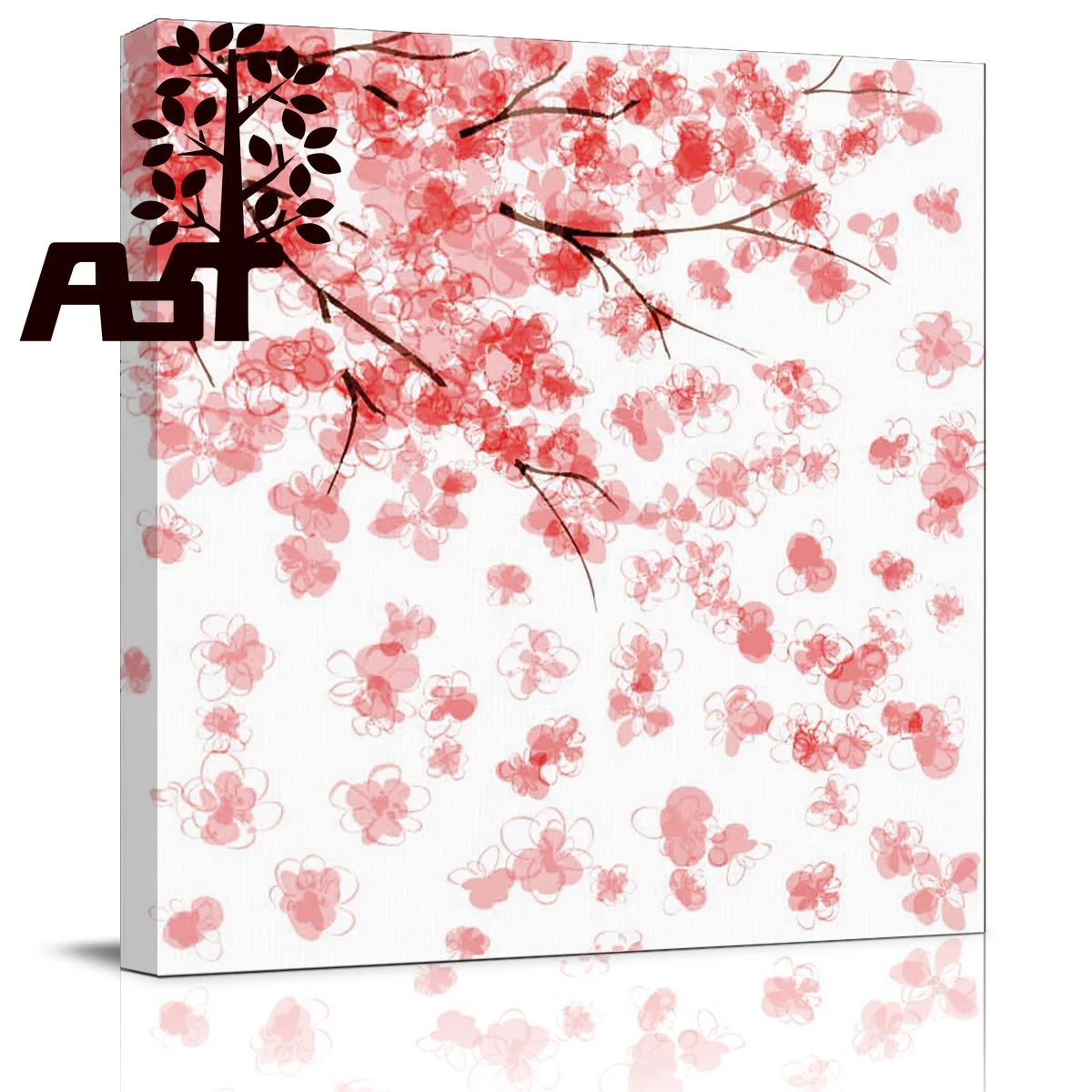 

ArtStore Pink Sakura Cherry Blossoms Oil Painting Black And White Room Decor Stretched 16"X32"X5 Paintings Framed No Frame Wal