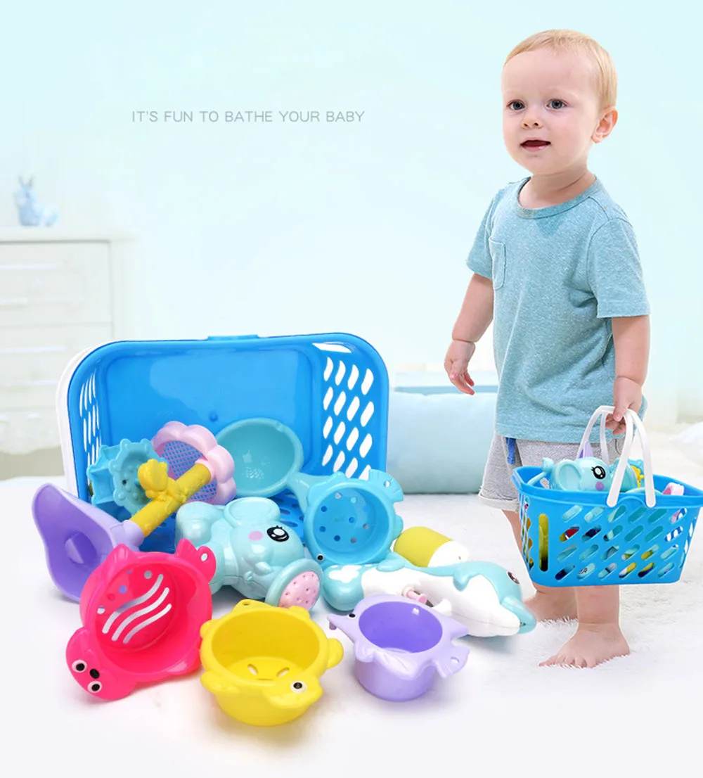 9 шт./компл. детские игрушки для ванной Аксессуары водяного Душ брызг воды играть в игры для бани Ванная комната игрушки для детей