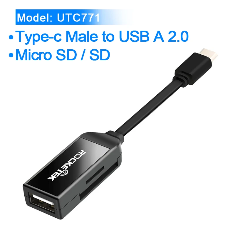 Rocketek Micro type c usb 2,0 otg телефон мульти карта памяти ридер адаптер кардридер для micro SD/TF microsd компьютер ноутбук - Цвет: UTC771