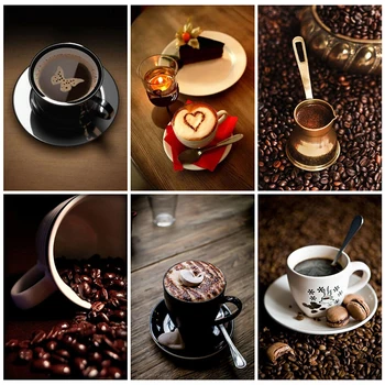

5D Diy Diamond Painting Coffee Cup Cross Stitch Crystal Square Diamond Sets Unfinish Decorative Diamond Embroidery Home Decor