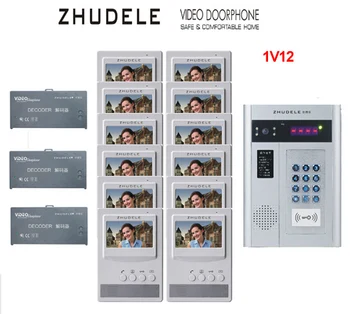 

ZHUDELE Building Home security intercom system 12 Units Apartment Video Door Phone Bell Intercom System 4.3"TFT monitor IN STOCK