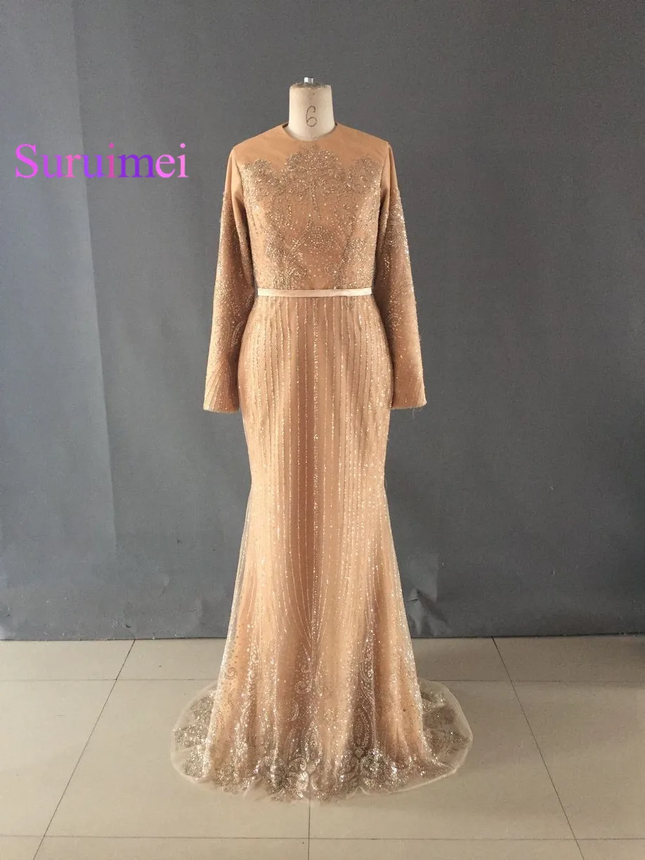 2017 Новое Прибытие Пром Платье Элегантный Полный Рукав Платья Выпускного Вечера