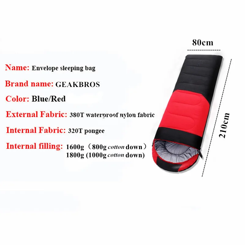 Livre para Baixo Saco de Dormir Acampamento ao ar 1.6 Kg e 1.8 kg Ultraleve Envelope Algodão Confortável 210 80 cm 3 Saco de Dormir Acampamento Ao Ar Livre