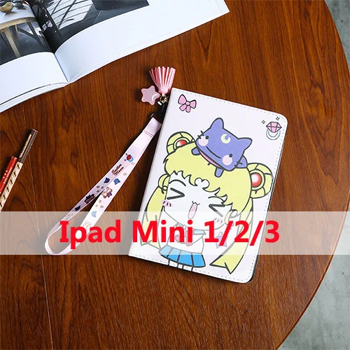 Чехол с рисунком Сейлор Мун для Apple IPad mini 4 из искусственной кожи, чехол-подставка для Ipad Air1 Air2 Pro IPad / - Цвет: Pink Ipad Mini 1 2 3