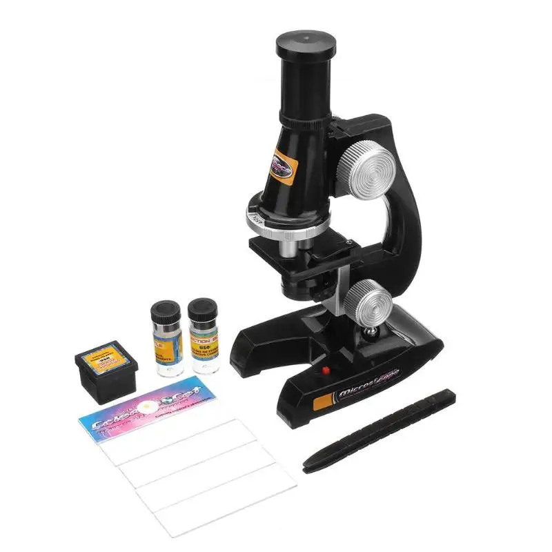 Набор микроскопов лабораторный светодиодный 100X-400X-1200X домашняя школьная научная развивающая игрушка подарок изысканный Биологический микроскоп для детей